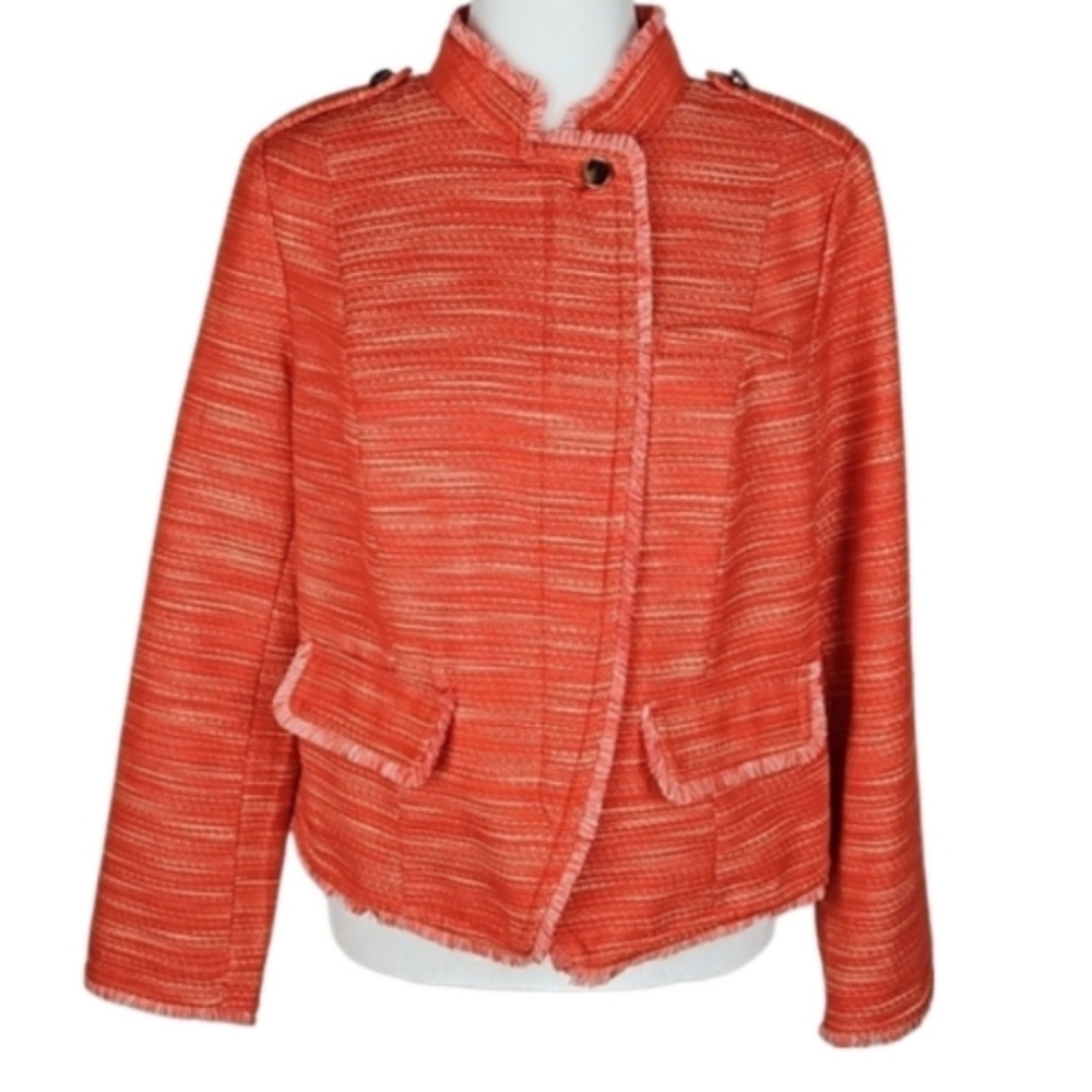 NEW Orange Boucle Chico's Jacket Zip-Close Blazer, NWT, Size *8